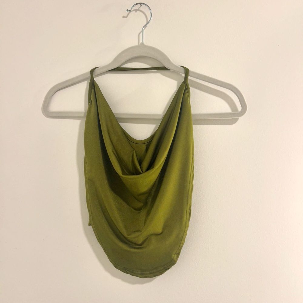 Olive Green Draped Tank Top